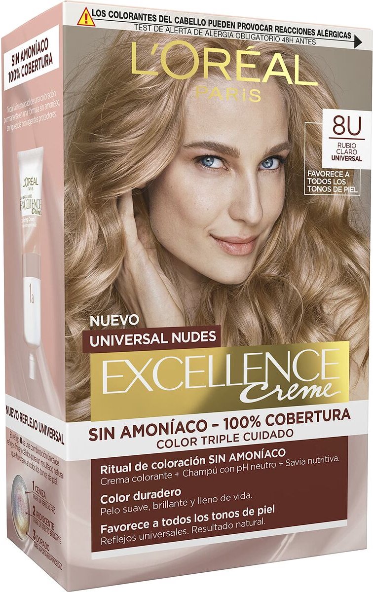 Permanent Dye LOréal Paris Excellence Nº 8.0-rubio claro